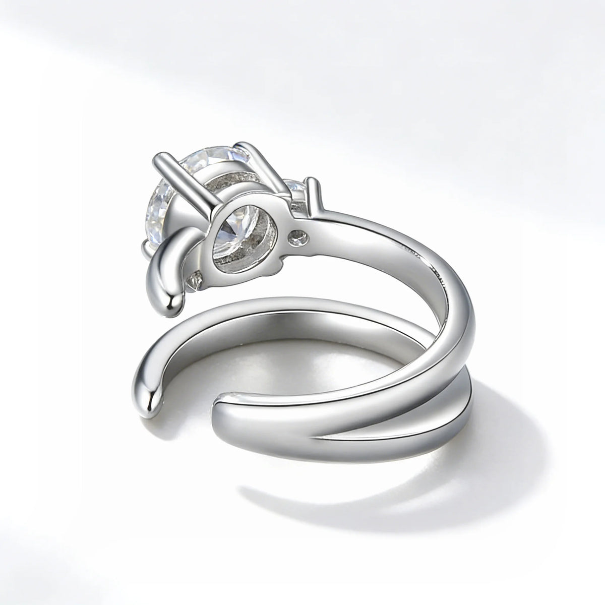 925 sterling silver moissanite clip-on earrings for non-pierced ears, close-up view