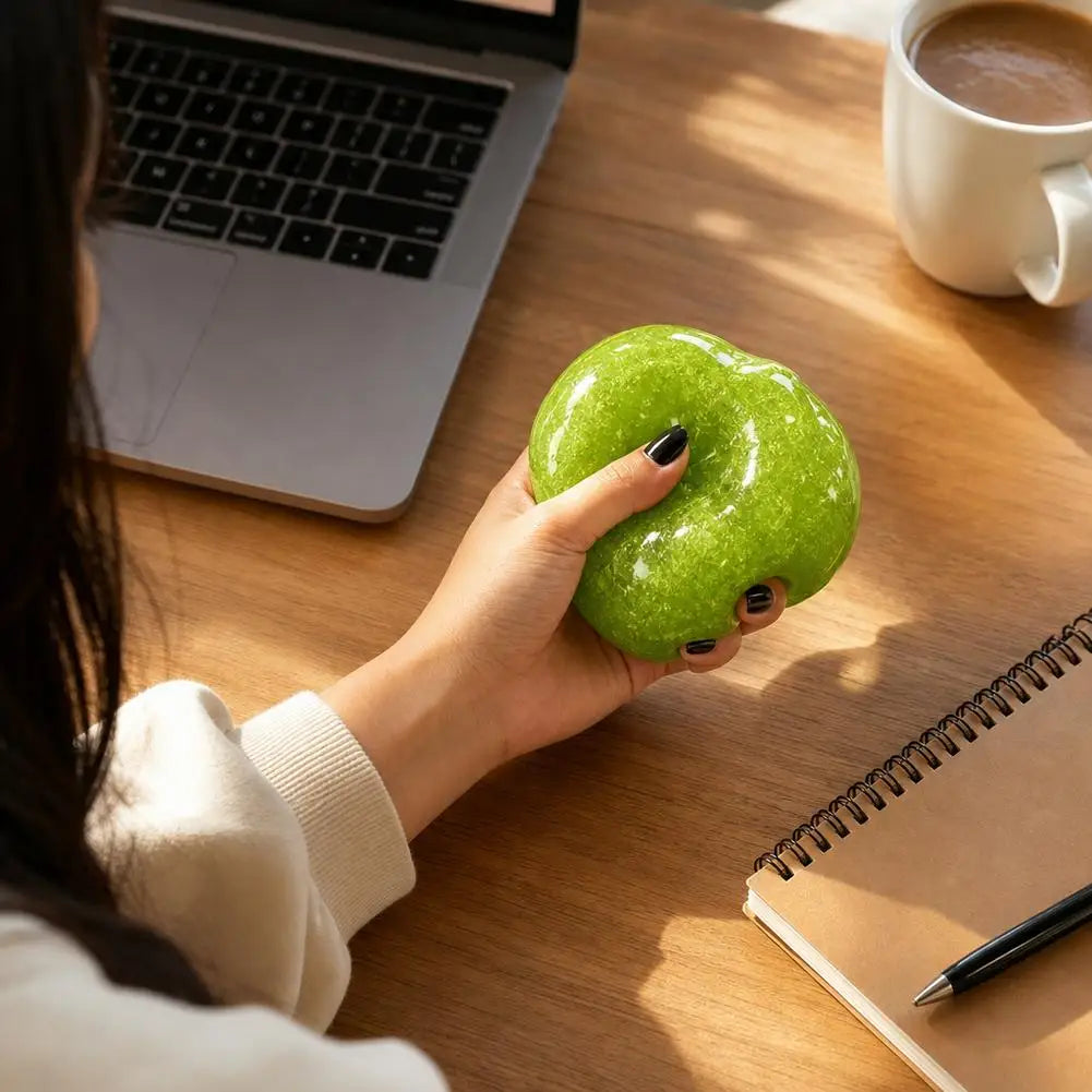 New Apple Slushie Squishy Fidget Toy Crunchy Moldable Non-Bounce Sensory Stress Reliever Medium Grip Strength Slow Rising Gift