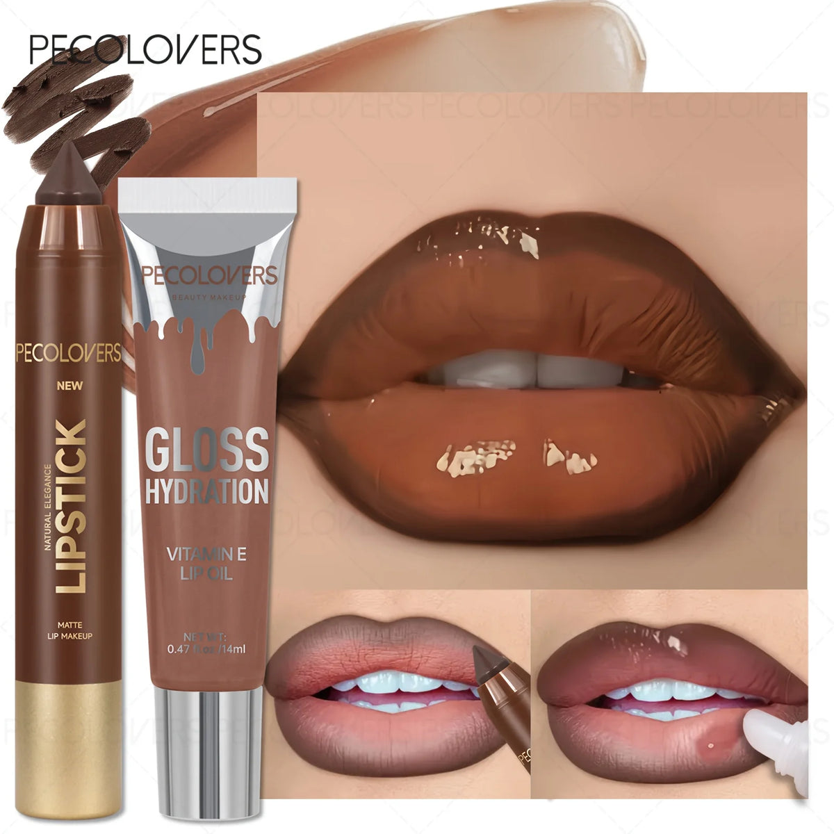 2-piece lip liner and gloss duo by HSF Marketplace with smooth, hydrating formula and vivid color shine