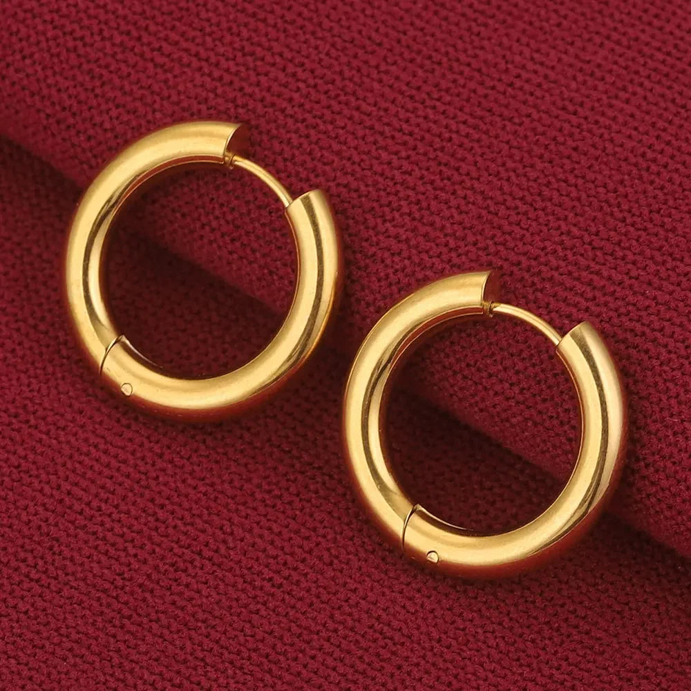 Gold plated large round hoop earrings for women, 6-piece jewelry set by HSF Marketplace