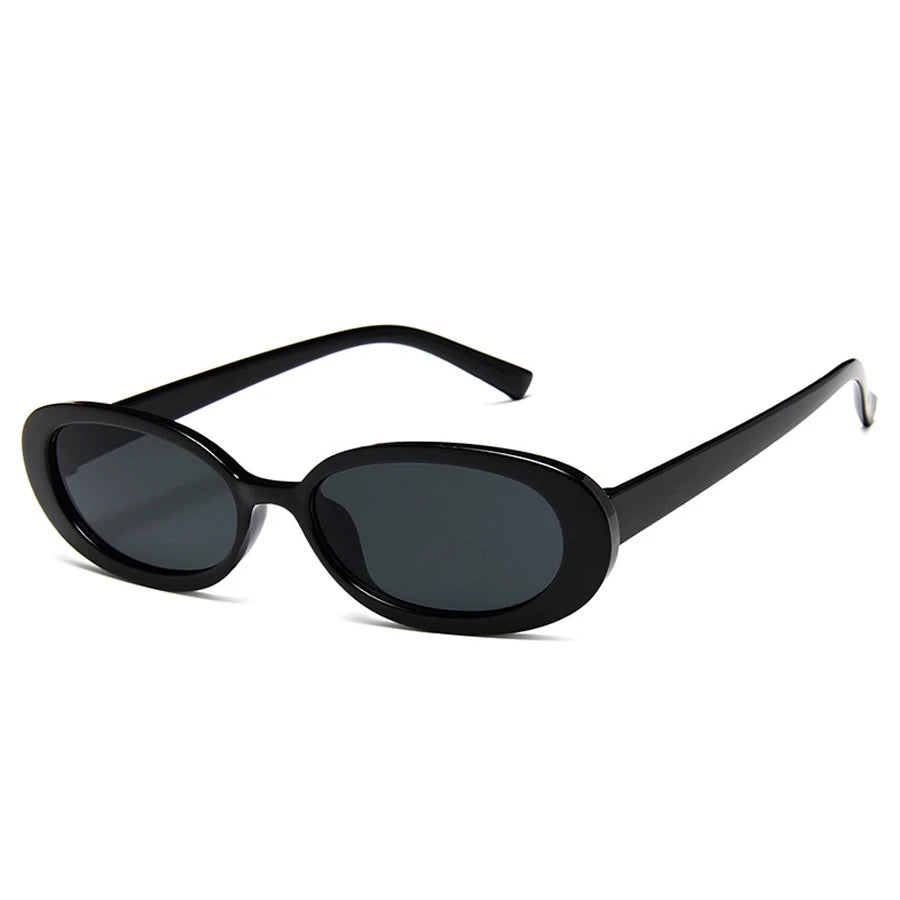 Vintage oval sunglasses for women by HSF Marketplace featuring black and red retro design with small oval shape and luxury style.