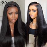 Straight human hair lace frontal wig with drawstring and adjustable density by HSF Marketplace