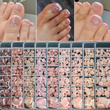 120-piece French tip press-on toenails, pink square short false toe nails with glossy finish by HSF Marketplace