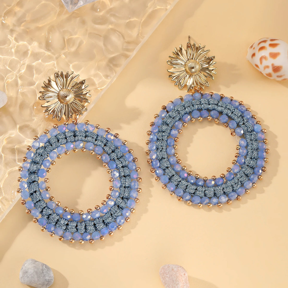 Colorful handmade water drop shape earrings for women by HSF Marketplace