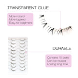 10 pairs of HSF Marketplace false bottom eyelashes with wispy, small flame design and clear band for Korean makeup and cosplay looks.