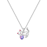 Sterling silver Cats Animals pendant necklace for women, featuring cute cat design, fine jewelry for birthdays or gifts