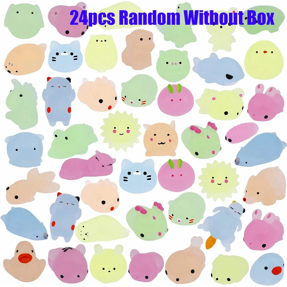Glow-in-the-Dark Mini Mochi Squishy Animals – Cute Stress Relief Sensory Fidget Toys