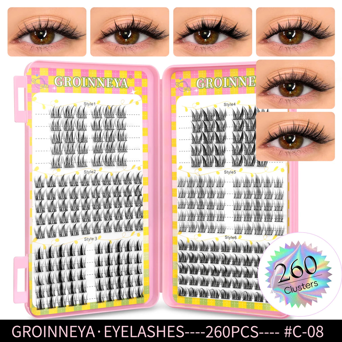 Natural Eyelash Clusters 320 pcs Volume Mixed Tray False Eyelashes by HSF Marketplace