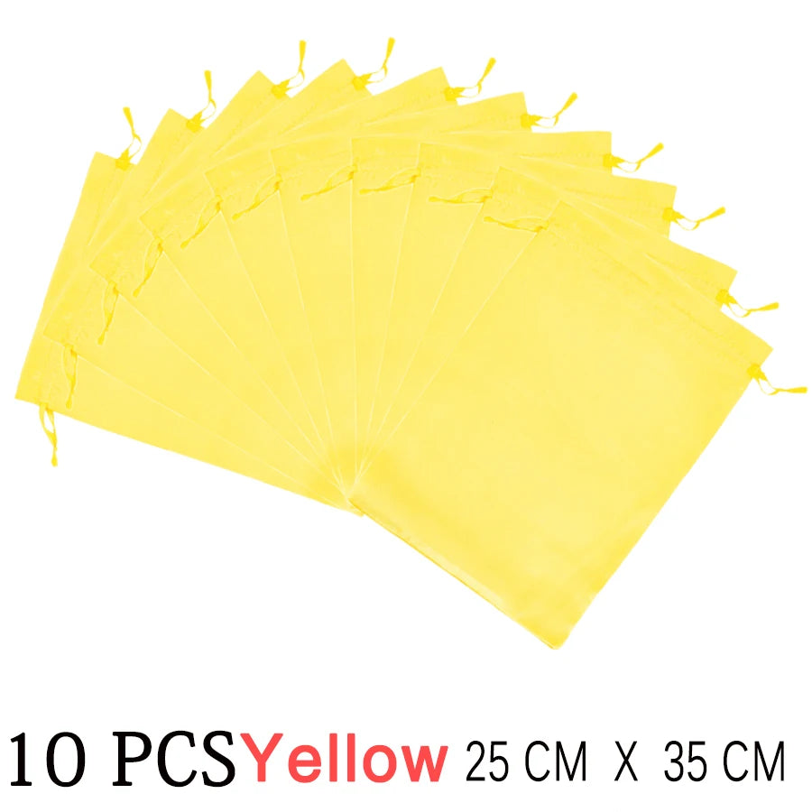 Silk wig storage bag with drawstring closure for hair extensions and bundles, HSF Marketplace satin hair packaging and storage.