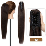 S-noilite straight human hair claw clip ponytail extension in natural black, blonde, and brown tones