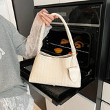 Korean woven shoulder bag for women by HSF Marketplace, stylish versatile handbag with textured woven design