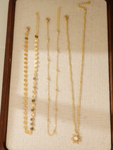 Three-piece delicate sun pendant necklace set for women, layered gold-tone jewelry by HSF Marketplace