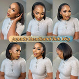 HSF Marketplace straight headband bob wig, short 100% human hair glueless half wig for Black women