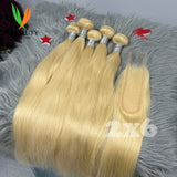 #613 Colored Straight Human Hair Bundles Blonde Closure 1/2/3/4 PCS 100% Vietnamese Remy Human Hair Weave Extensions