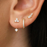 3 pairs of zircon little huggies hoop earrings in stainless steel, featuring unique cartilage piercing designs for women