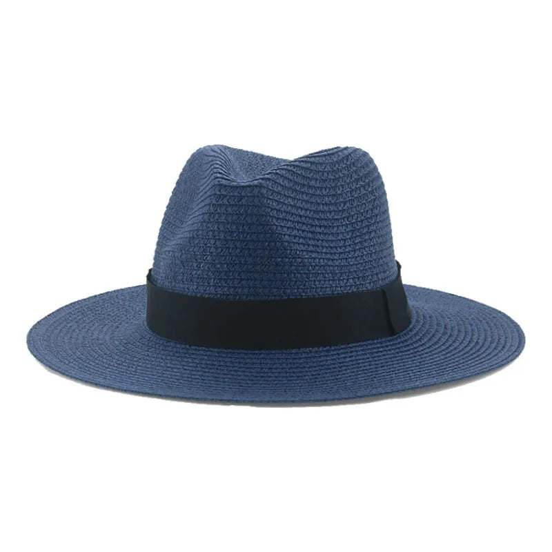Black ribbon Panama straw hat for women, lightweight spring and summer sun protection style