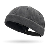 Women's HSF Marketplace hip hop beanie skullcap hat, black brimless cuffed fisherman style, front view