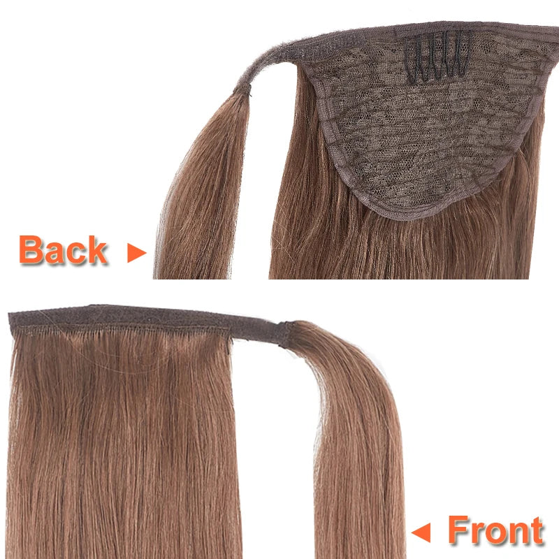 Straight clip-in ponytail human Remy hair extension for easy styling by HSF Marketplace