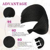 Straight seamless tape-in Remy human hair extensions, 20-piece set in natural black by HSF Marketplace