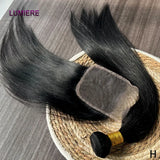 18A Bone Straight Human Hair Bundles With Closure HD Transparent Deep Curly Hair Weave Bundles With Frontal Closure Hair Extensi