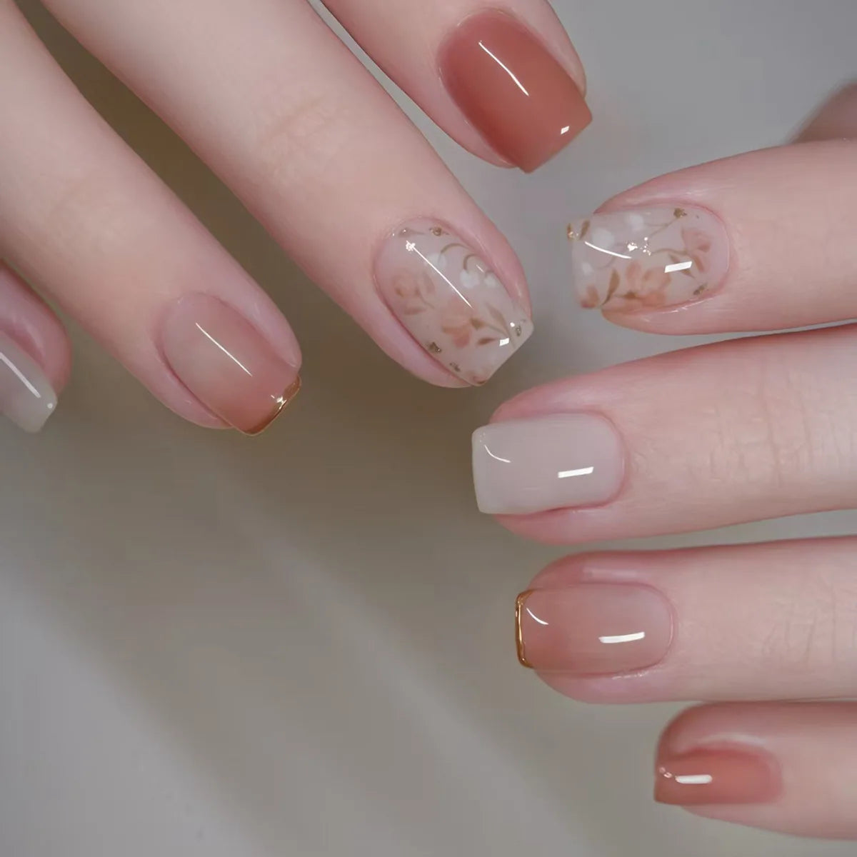 24pcs cute girly short square false nails with white French tips, glitter stars, rhinestones, cat eye, and bow nail art