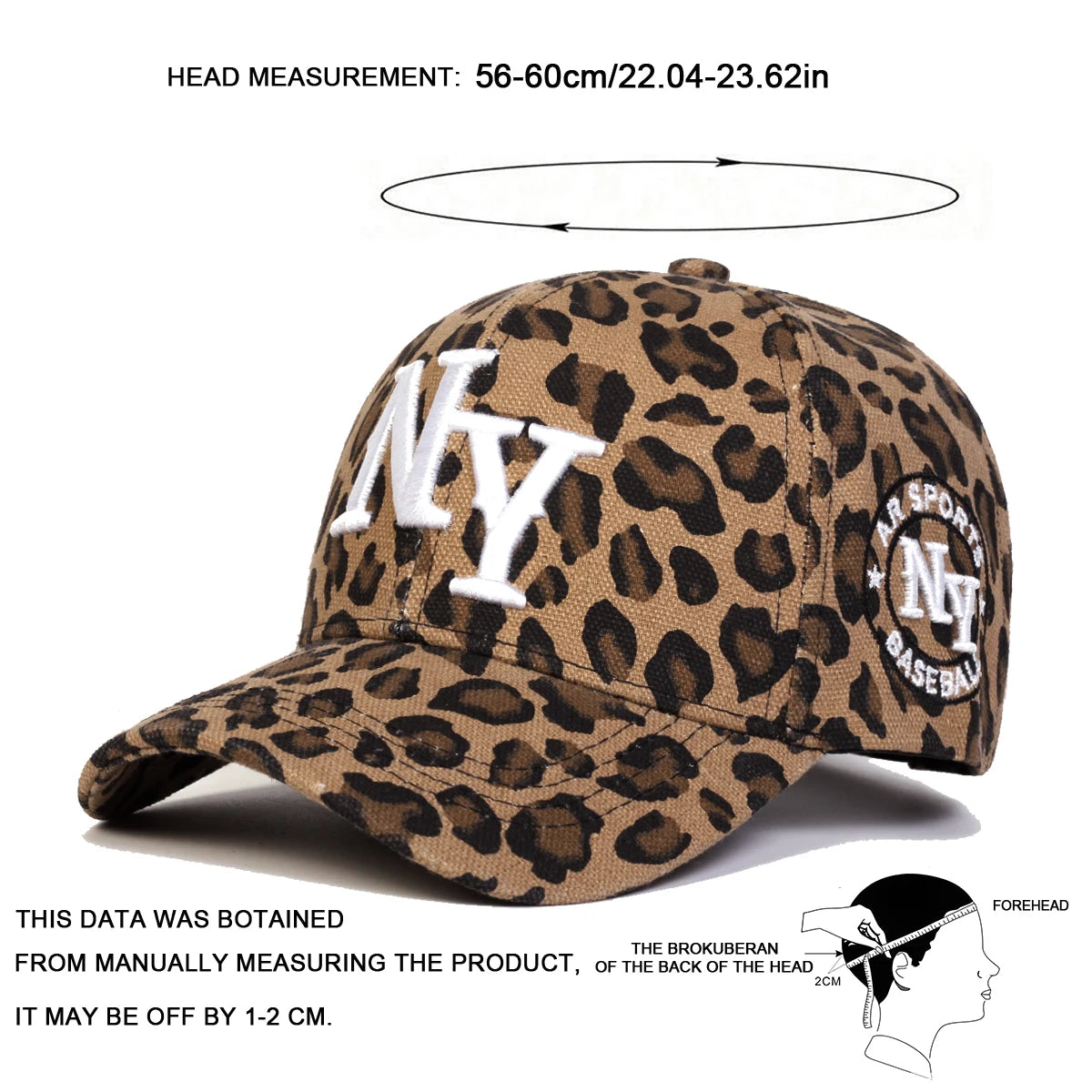 Unisex Letter Embroidery Leopard Print Baseball Caps Spring and Autumn Outdoor Adjustable Casual Hats Hip Hop Hat Sunscreen Hat