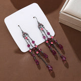 Elegant vintage long rhinestone tassel dangle earrings for women by HSF Marketplace