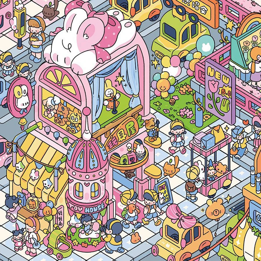 Kawaii 3D city scenery stickers for DIY decor and gifts, Sticker Therapy by HSF Marketplace