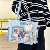 Cute Japanese Y2K Ita shoulder bag by HSF Marketplace, transparent tote with large capacity, casual crossbody handbag for girls