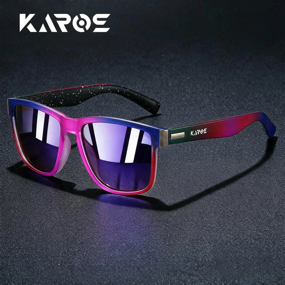 Husband and wife wearing 2026 Karos polarized fishing sunglasses with TAC lenses, UV400 protection, cycling, driving, hiking activities