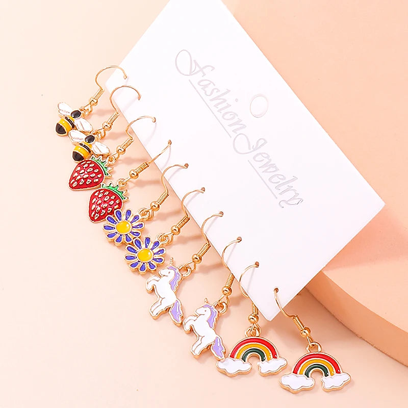 Cute donut earring set, 10-piece resin dangle jewelry in assorted colorful designs by HSF Marketplace