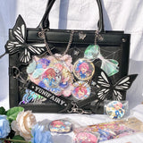 Y2K butterfly spider web chain handbag, vintage gothic tote with decorative web design and chain handle