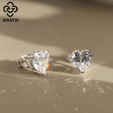 Rinntin Love Heart Cut 5A Cubic Zirconia stud earrings in genuine 925 sterling silver for women