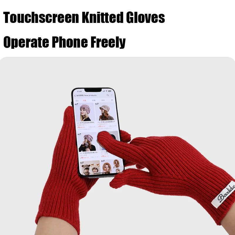 HSF Marketplace winter knitted beanie, scarf, and touch screen gloves set in a coordinated cold-weather design