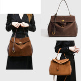 Large capacity women's split leather tote bag by HSF Marketplace for everyday use