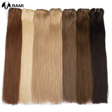 7-piece clip-in 100% human hair extensions, natural straight Remy hair weft, 12–26 inch lengths