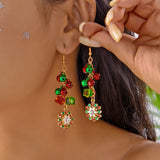 Trendy Christmas asymmetrical dangle earrings for women by HSF Marketplace