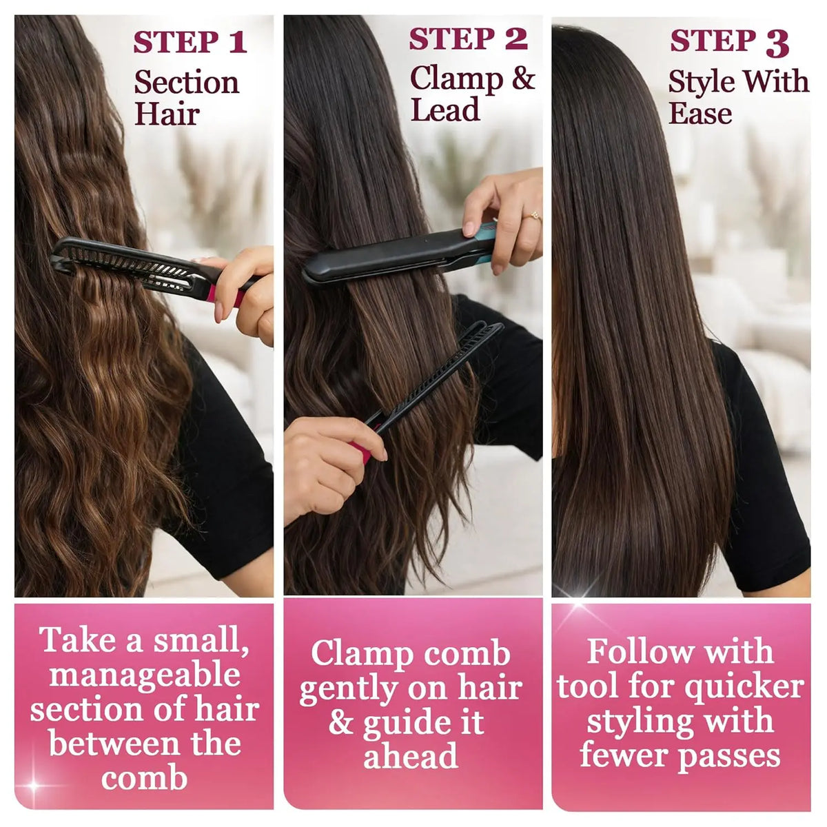 HSF Marketplace 2-in-1 hair comb and heat-resistant tongs, 10-pack styling tools