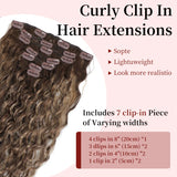 12A Grade Water Wave Clip-In Hair Extensions, 100% Remy Human Hair, 7-piece set, 14-24 inch black waves