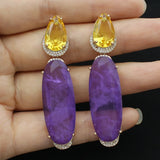 Colorful Purple Green Dangle Earrings for Women Luxury Jewelry Wedding Evening Party Big Drop Earrings Elegant Female Gift