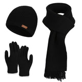 Women's warm woolen hat, scarf and gloves winter set in coordinated colors