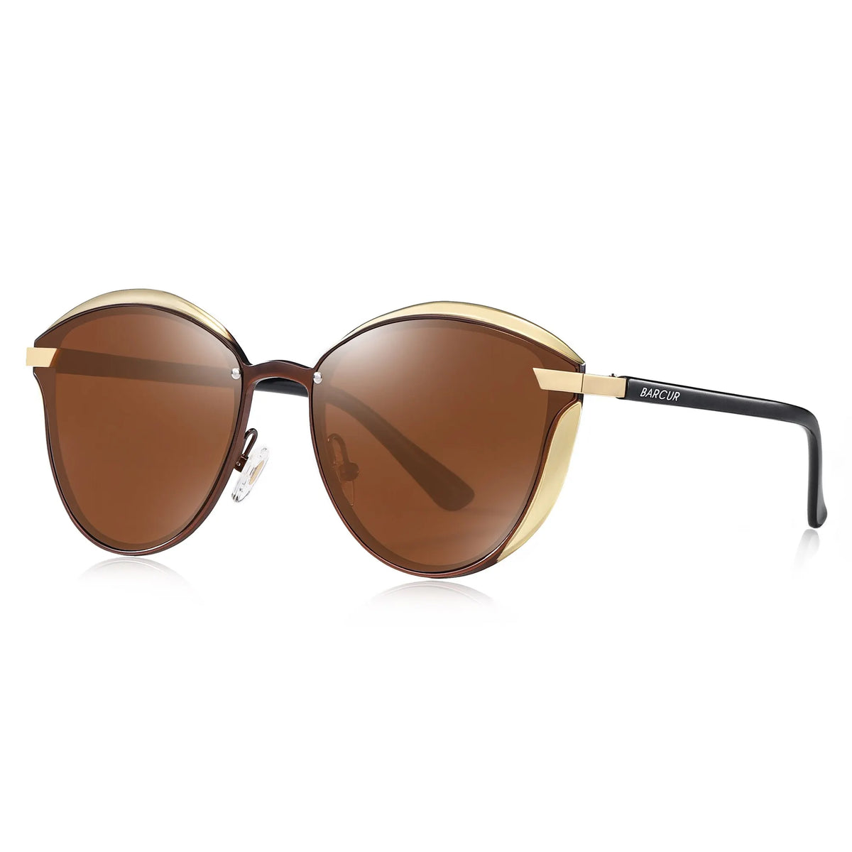 HSF Marketplace BARCUR Style polarized sunglasses for women, round frame, UV protection, stylish eyewear accessory.