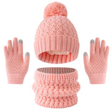 Kids' solid color fleece hat, scarf and gloves winter set by HSF Marketplace