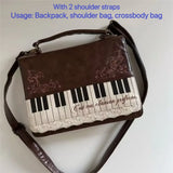Vintage piano shoulder bag for women, stylish crossbody ita bag with musical keyboard design