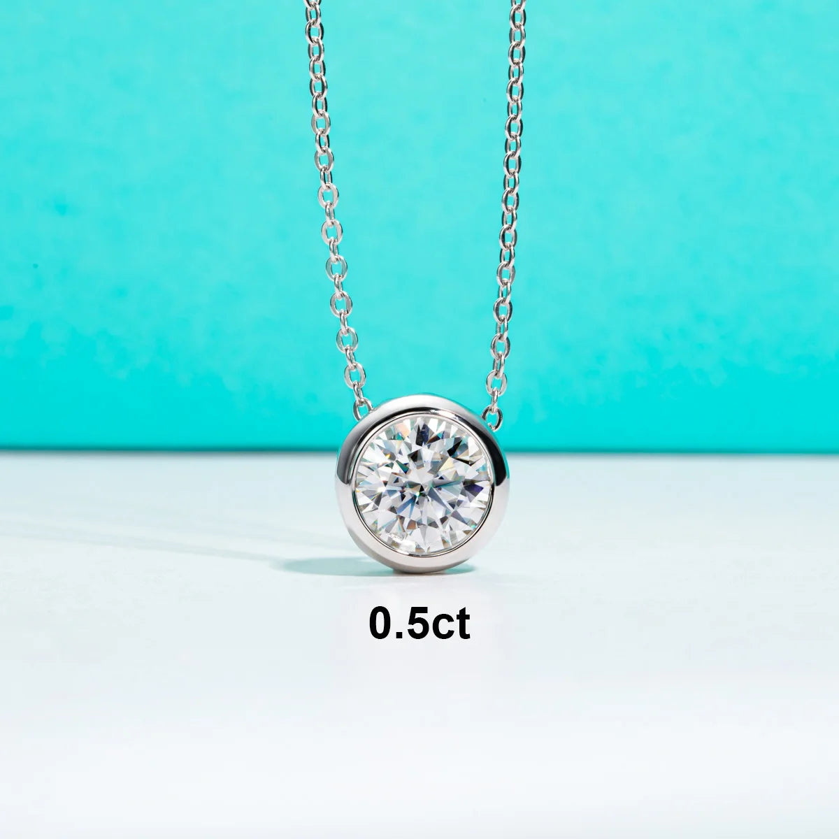 Moissanite stud earrings and necklace set in 18K gold and silver by HSF Marketplace