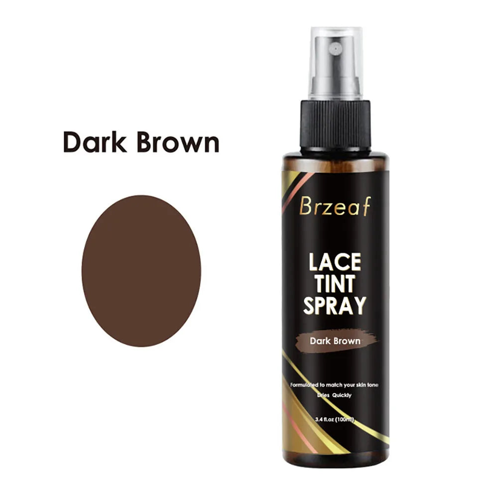 Waterproof Lace Tint Spray for Lace Wigs Closures Frontals 100ml Light/Medium/Dark Brown to Match Your Skin Tone Wig Accessories