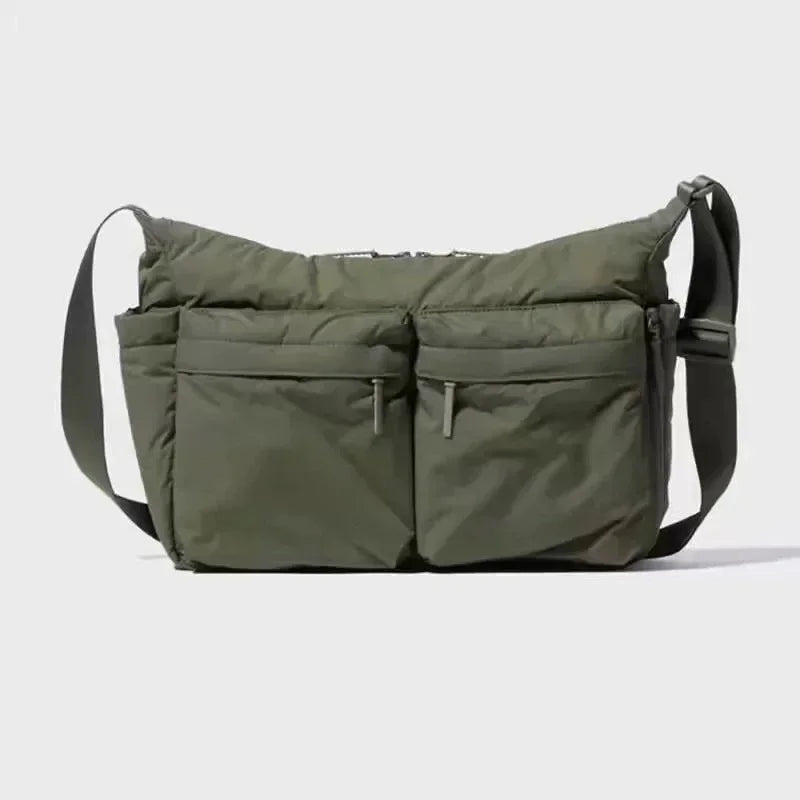 Stylish nylon multi-pocket messenger bag for women by HSF Marketplace, black crossbody handbag with adjustable strap