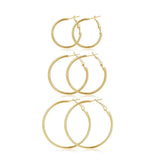 Gold metal hoop earrings set for women, stylish lightweight jewelry by HSF Marketplace
