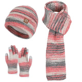 Women's gradient color knitted hat, scarf, and gloves winter set from HSF Marketplace