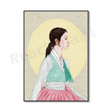 Korean hanbok canvas poster for Asian home decor, K-culture merch by HSF Marketplace